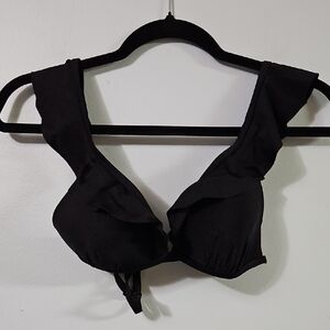Black Ruffled Bikini Intimates Top Swim Wear Size S/M B